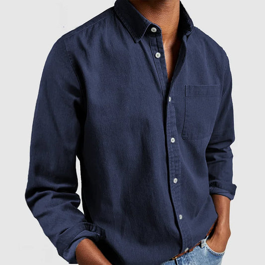 Chemise Homme décontracté denim doux premium – coloris Ciemnoniebieski