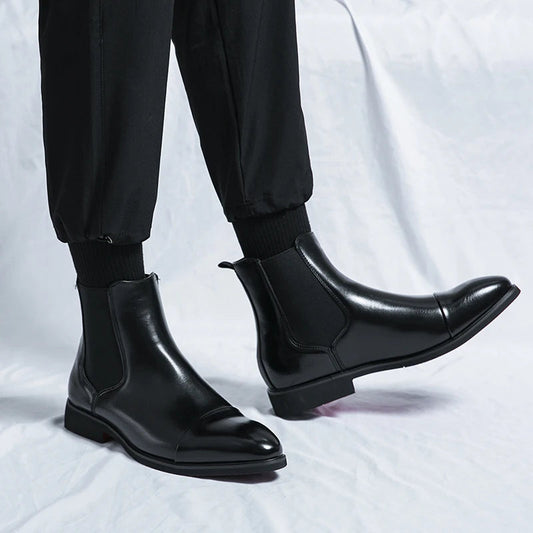 Bottines Homme Chelsea bout renforcé montantes style – coloris Noir