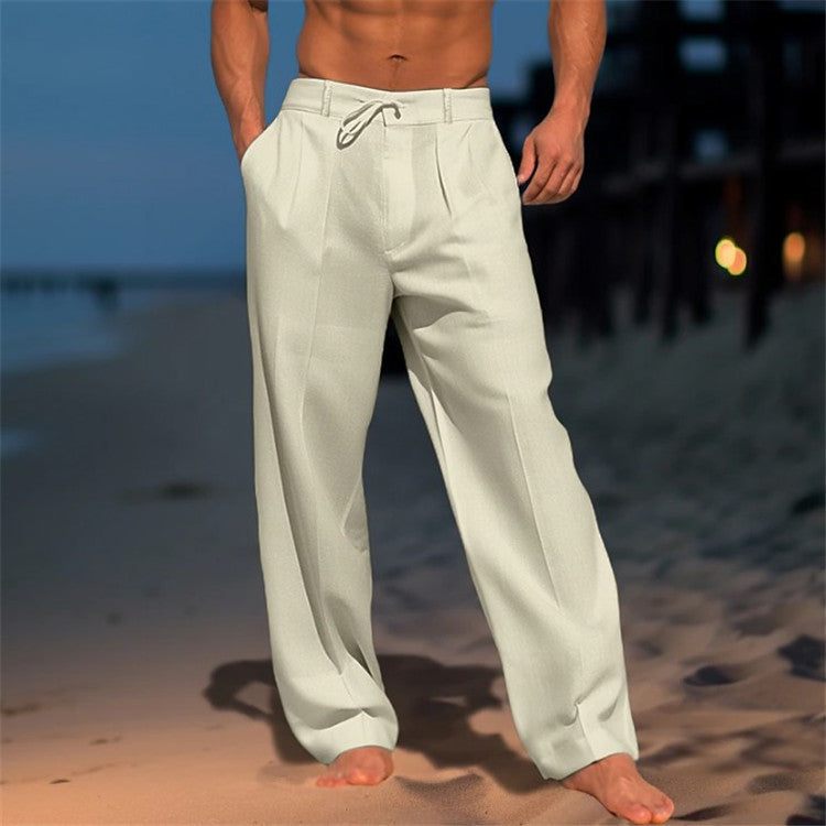 Pantalon Homme, cordon de serrage – Blanc
