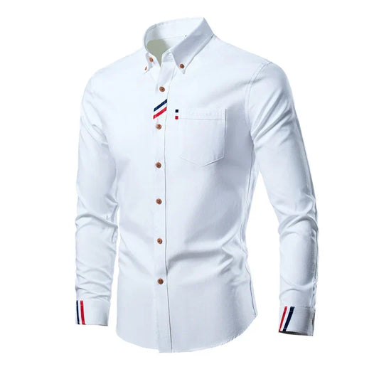 Chemise Homme classique long manches avec boutonné – coloris Blanc