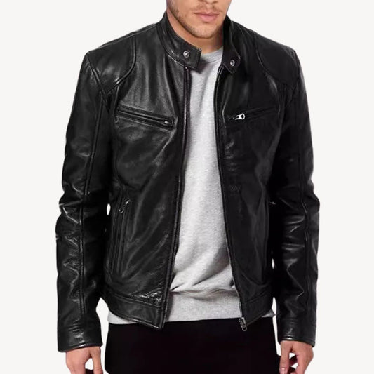 Veste Homme premium motard zippé style – coloris Noir