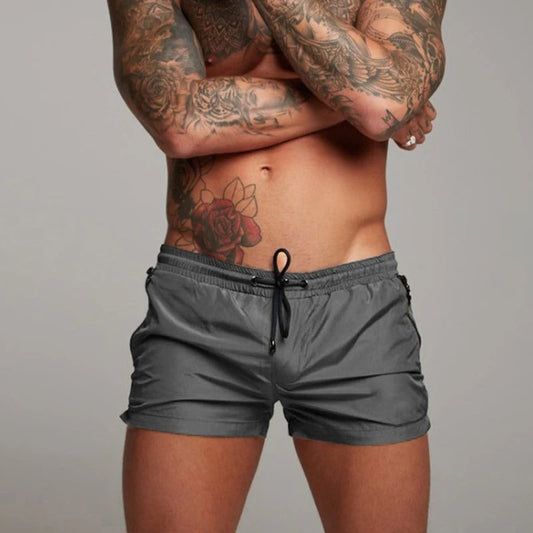 Men's Stretchy Quick-Dry Swim Shorts with Pockets – coloris Wine Red
