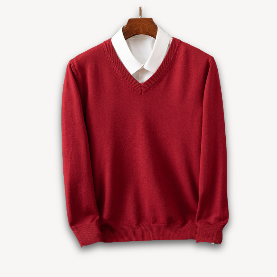 Pull Ajusté Doux Homme, col V