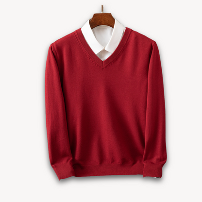 Pull Ajusté Doux Homme, col V