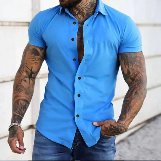 Men's Slim Fit Short Sleeve Shirt - Versatile Fashion