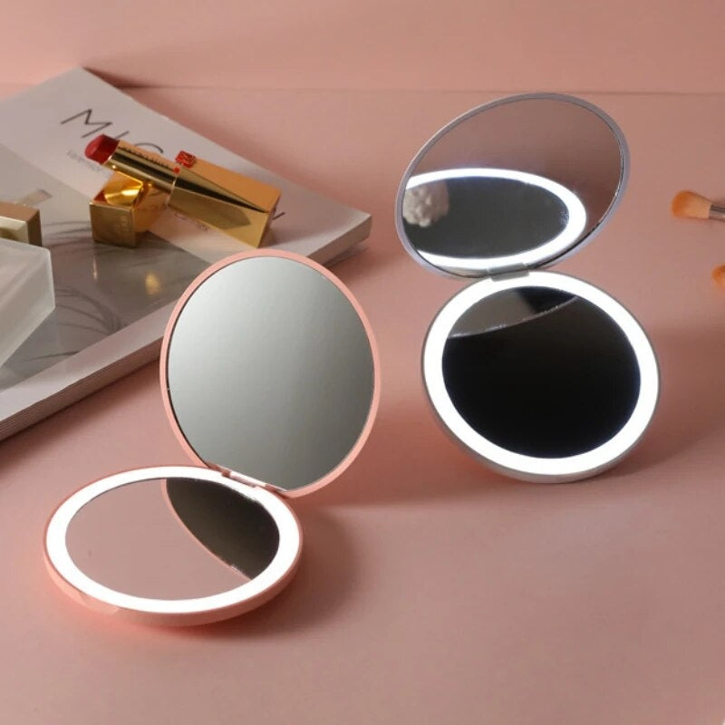 Miroir LED de Poche Lumineux USB | Maquillage Voyage Parfait | Le Sac du Voyageur