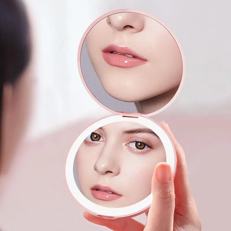Miroir LED de Poche Lumineux USB | Maquillage Voyage Parfait | Le Sac du Voyageur