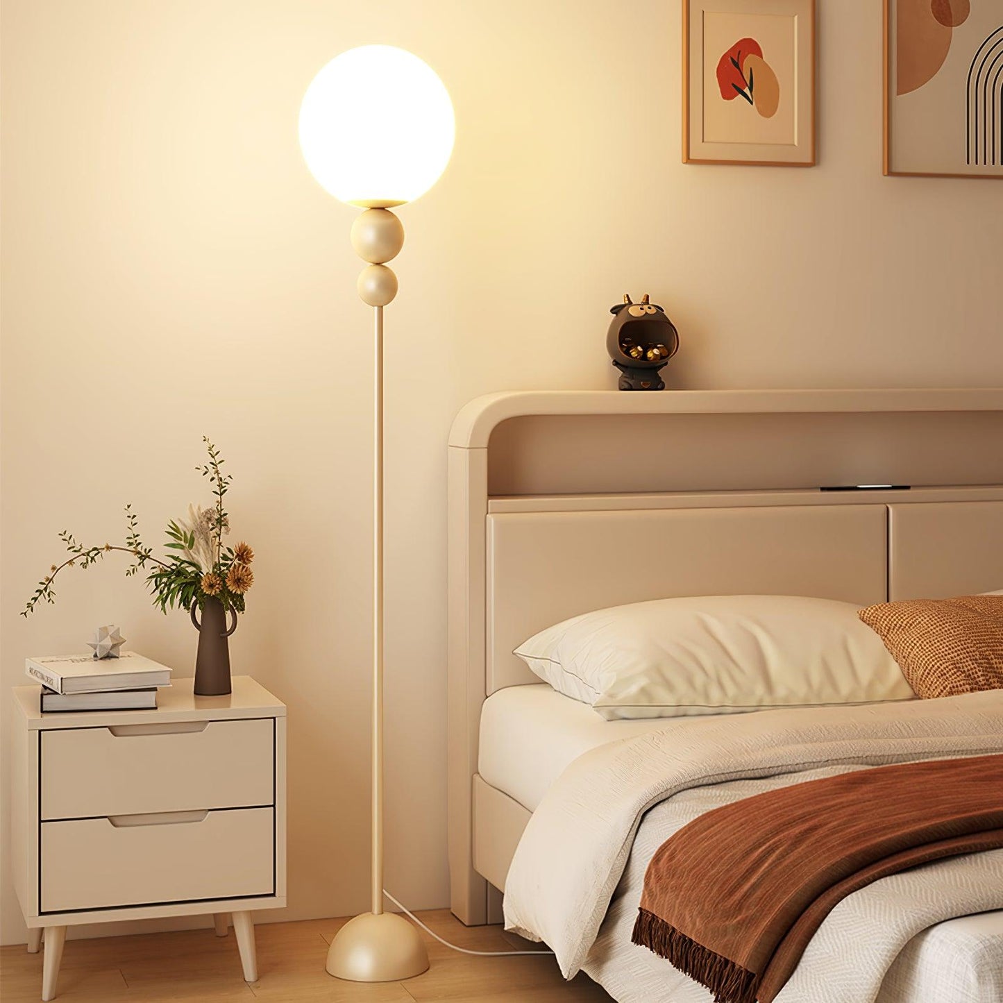 Lampadaire Moderne Clavel, métal et verre