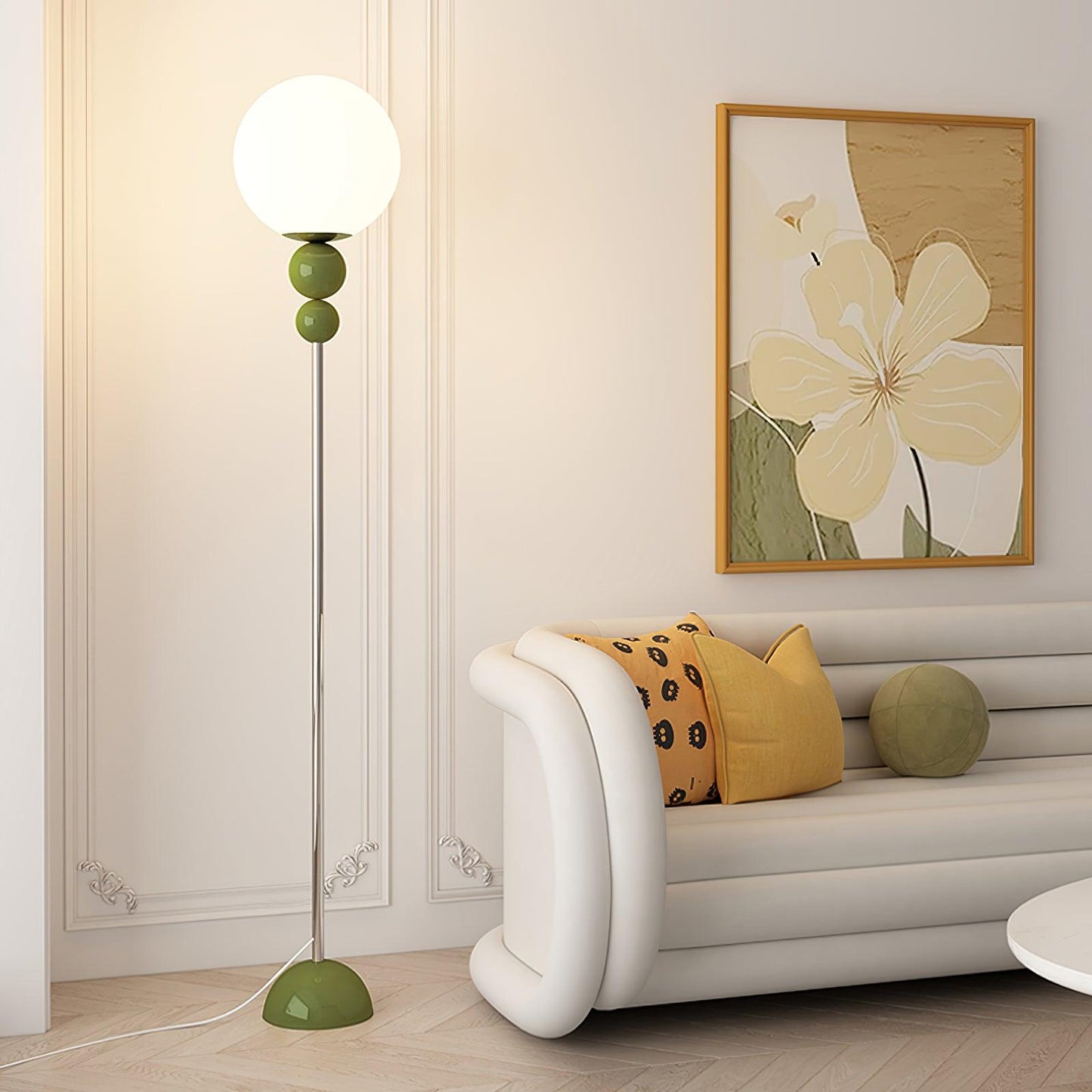 Lampadaire Moderne Clavel, métal et verre
