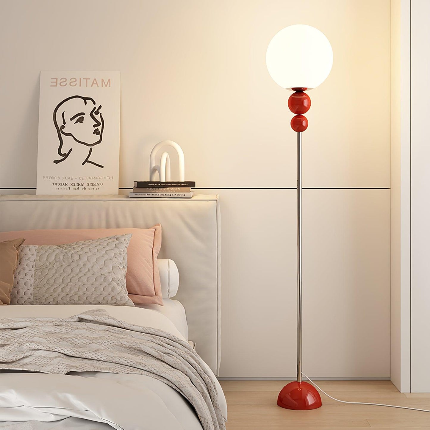 Lampadaire Moderne Clavel, métal et verre