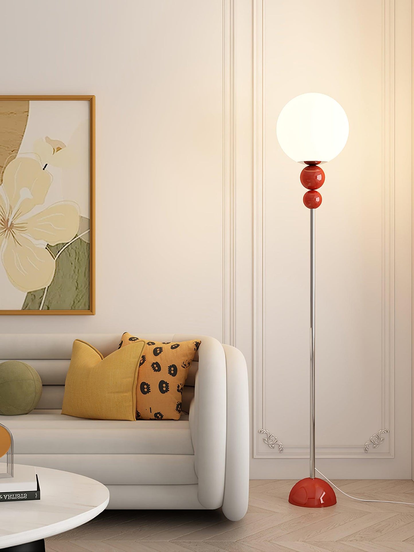 Lampadaire Moderne Clavel, métal et verre