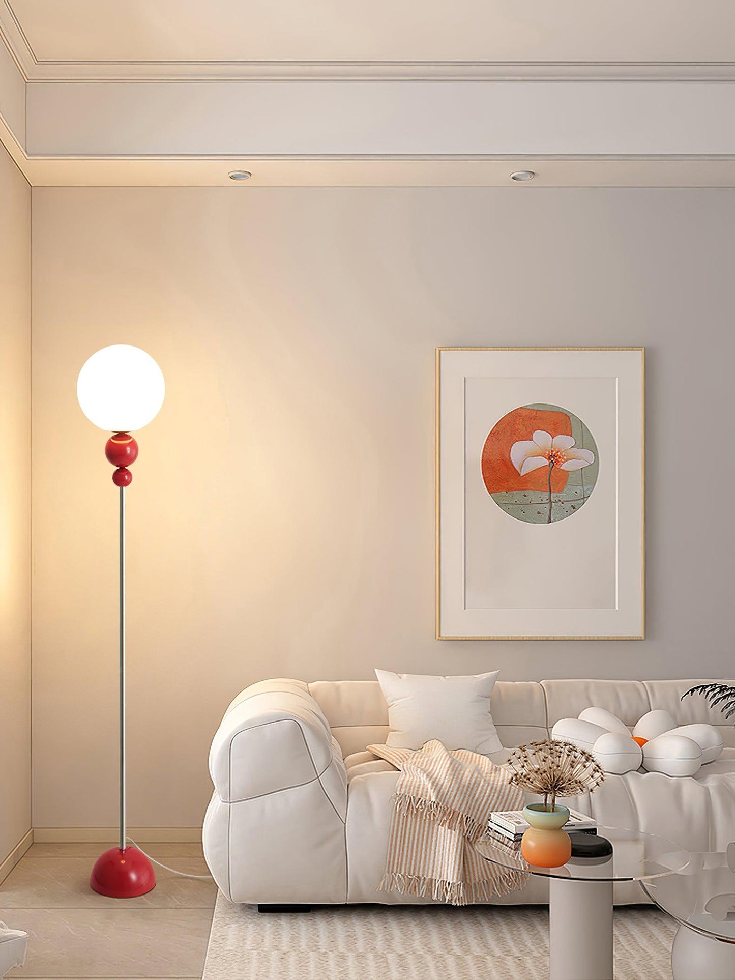 Lampadaire Moderne Clavel, métal et verre
