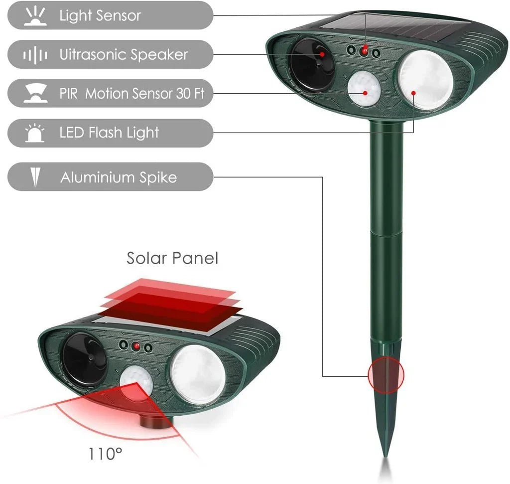 Répulsif d'Extérieur Solaire à Ultrasons – Modèle 2