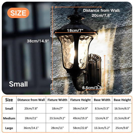Outdoor Waterproof Bronze Wall Light with Glass Shade