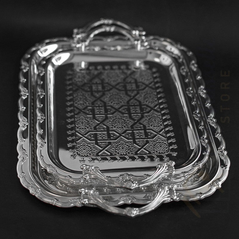 Set de 2 plateaux argentés
