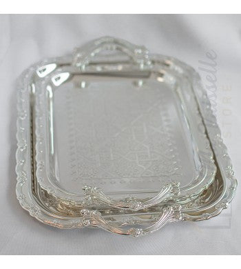 Set de 2 plateaux argentés