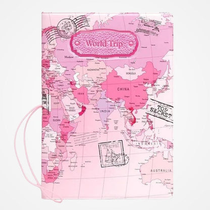 Protège Passeport Carte du Monde – coloris Carte du Monde – Rose