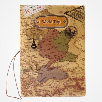 Protège Passeport Carte du Monde – coloris Carte du Monde – Marron foncé