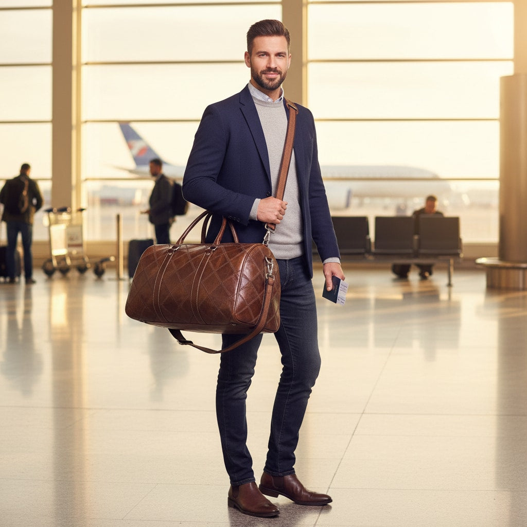 ALNAIR - Sac De Voyage Homme Cuir Vintage