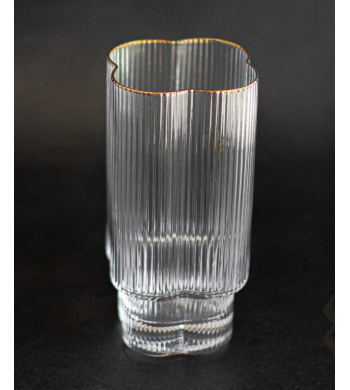Set de 6 verres à eau strié liseré doré