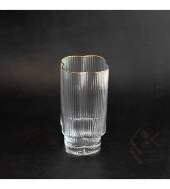 Set de 6 verres à eau strié liseré doré