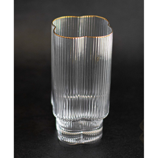 Set de 6 verres à eau strié liseré doré