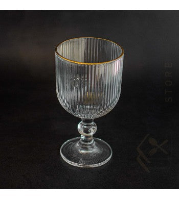 Set de 6 verres à pied doré 250ml, verre strié