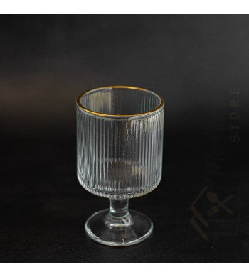 Set de 6 verres à pied doré 200ml, verre strié