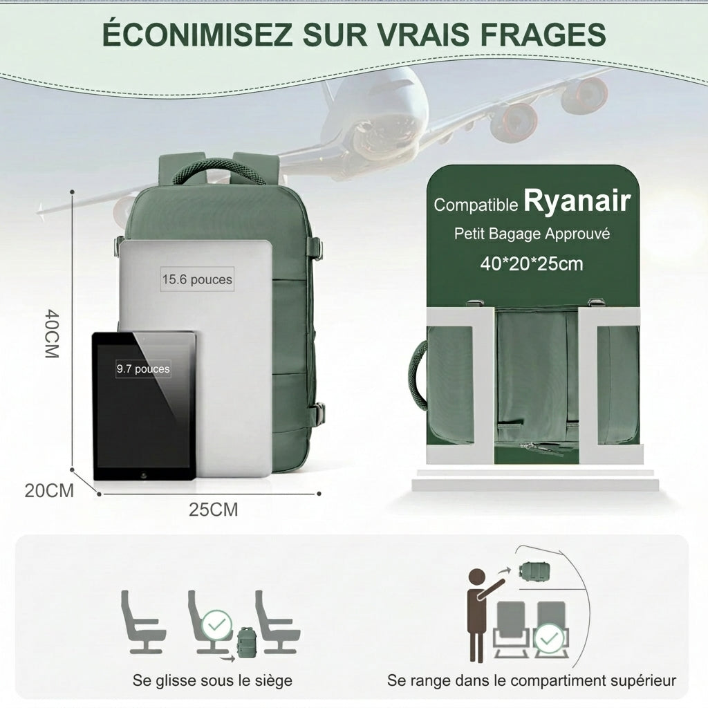 DUBHE - Sac à dos cabine avion 40x20x25 Ryanair