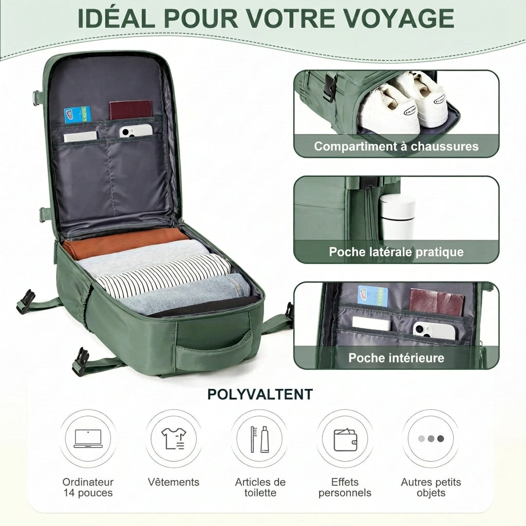 DUBHE - Sac à dos cabine avion 40x20x25 Ryanair