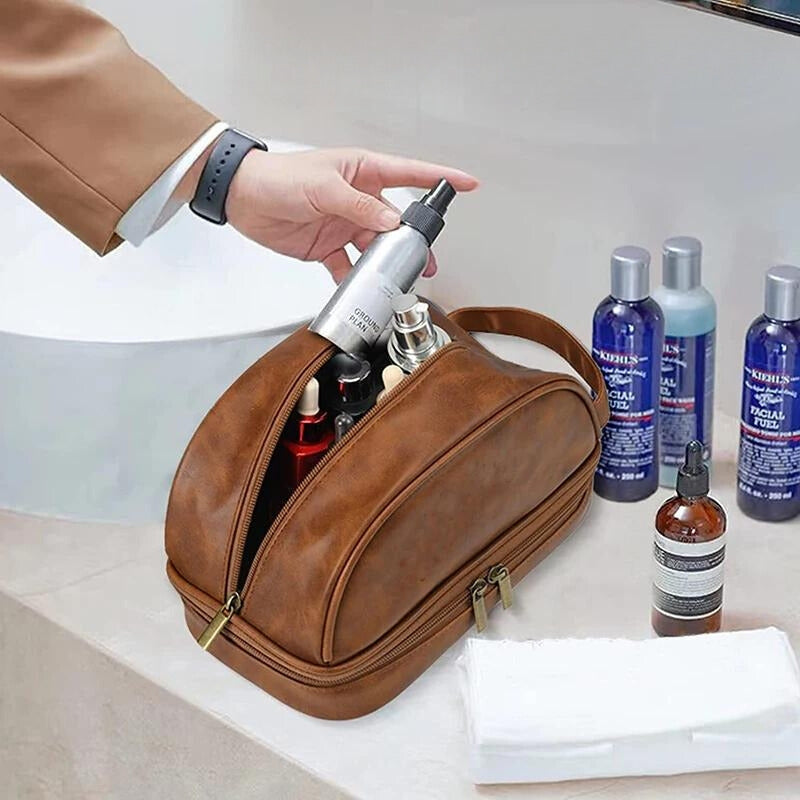 AZURIA - Trousse De Toilette Homme En Cuir Vintage