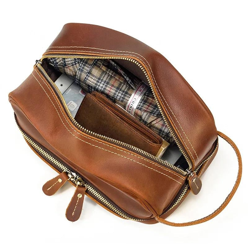 AZURIA - Trousse De Toilette Homme En Cuir Vintage