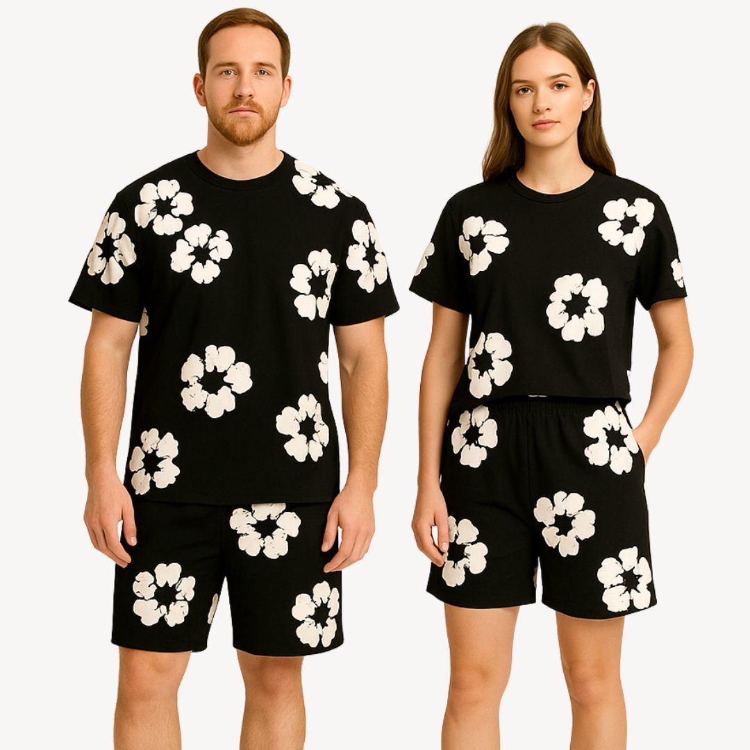 Ensemble Unisexe à Fleurs Décontracté