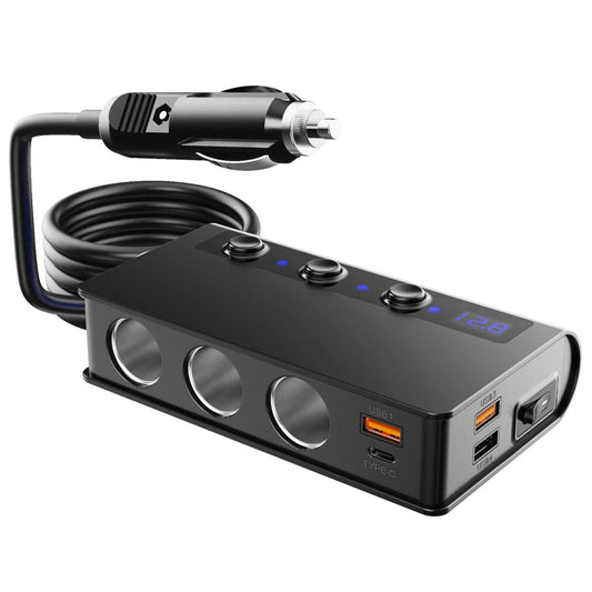 Universal 4-Port Fast Car Charger Adapter with USB & Lighter Sockets