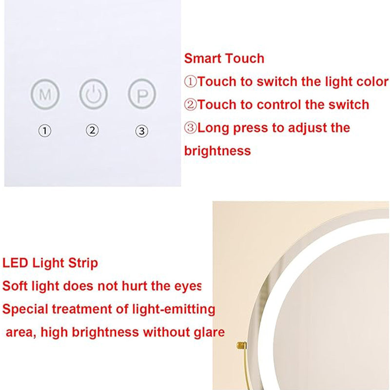 Miroir de Maquillage LED Tactile – Noir