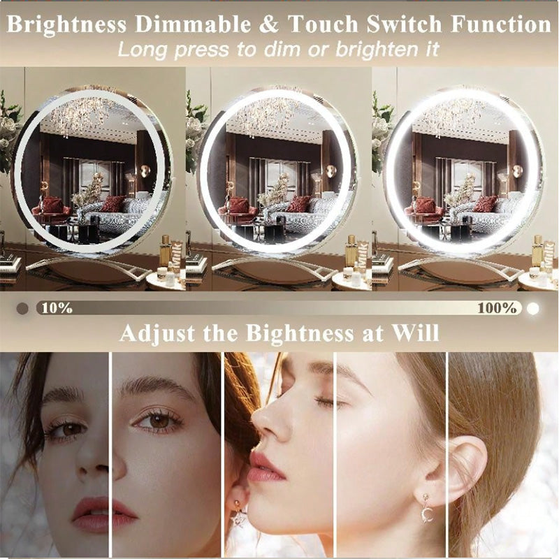 Miroir de Maquillage LED Tactile – Noir