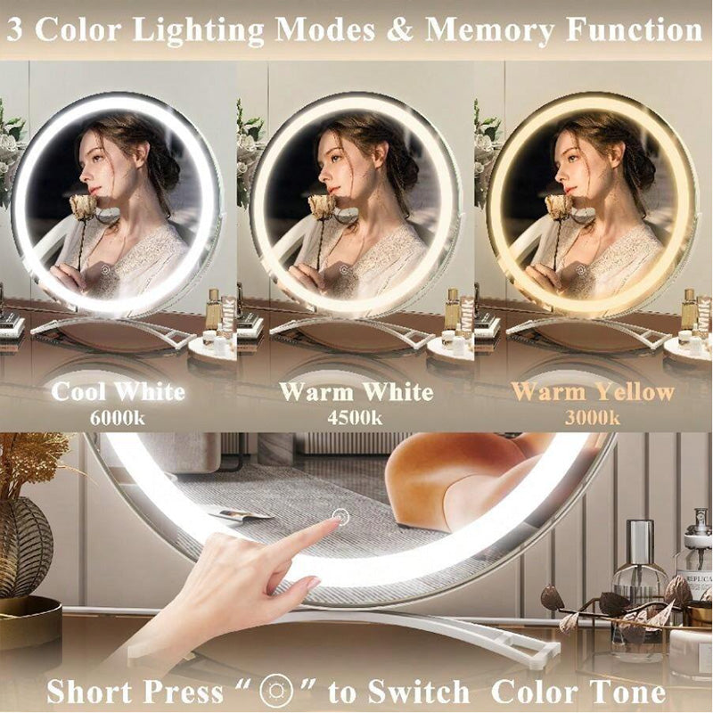 Miroir de Maquillage LED Tactile – Noir