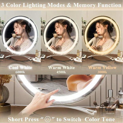 Miroir de Maquillage LED Tactile – Noir