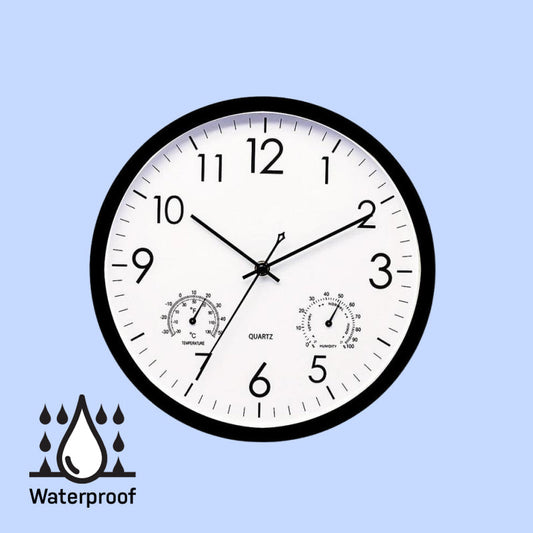 Weatherproof Outdoor Garden Clock with Temperature Gauge – coloris Black