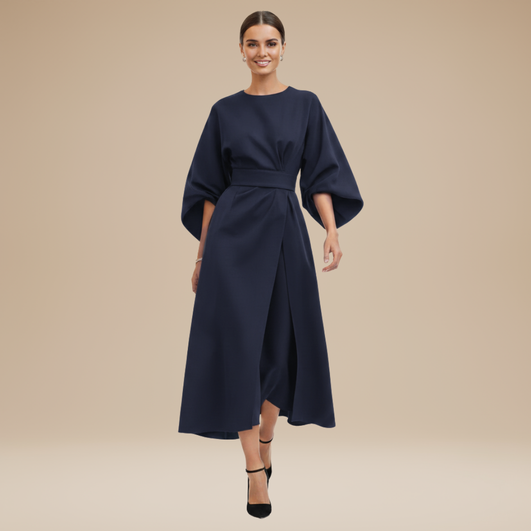 Robe Élégante Ceinturée Polyvalente Femme, mi-longue, portefeuille