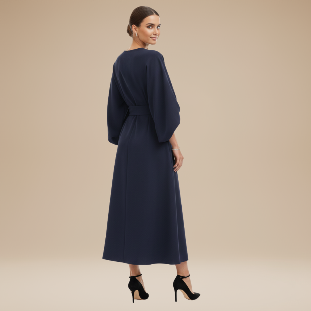 Robe Élégante Ceinturée Polyvalente Femme, mi-longue, portefeuille