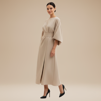 Robe Élégante Ceinturée Polyvalente Femme, mi-longue, portefeuille