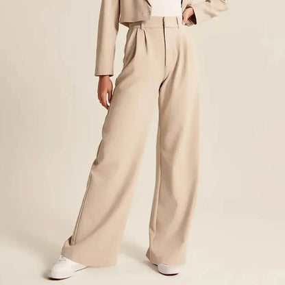 Pantalon Plissé Femme, taille haute, jambe large