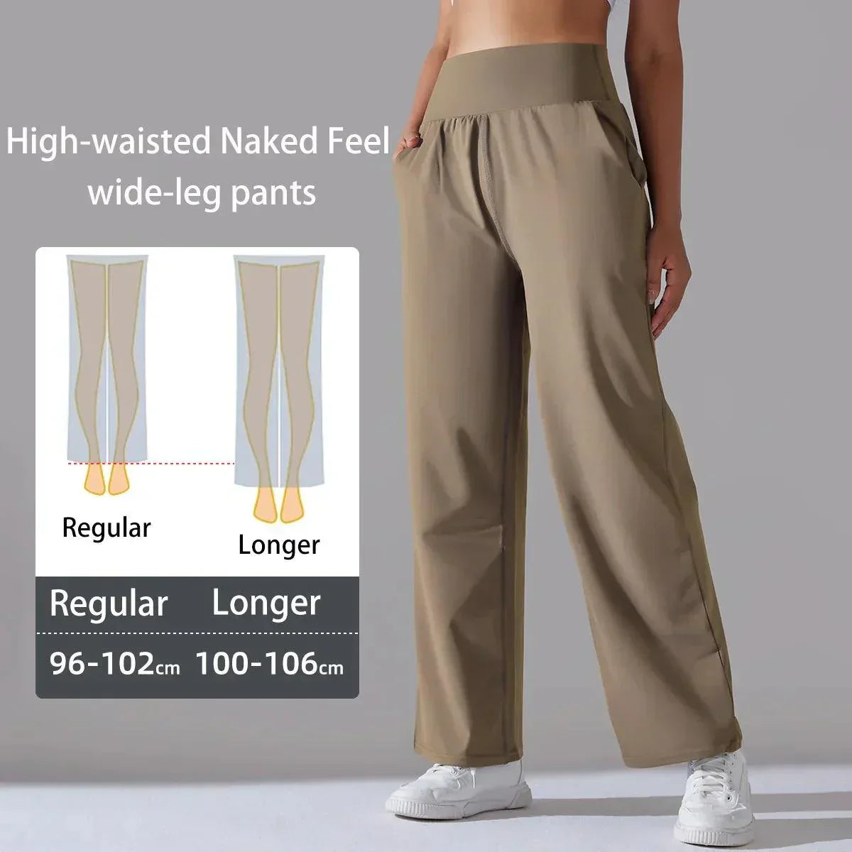Pantalon Femme, taille haute, jambe large – Bleu