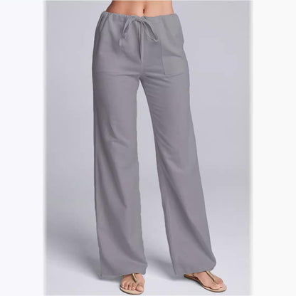 Pantalon Ample Femme, cordon de serrage – Blanc