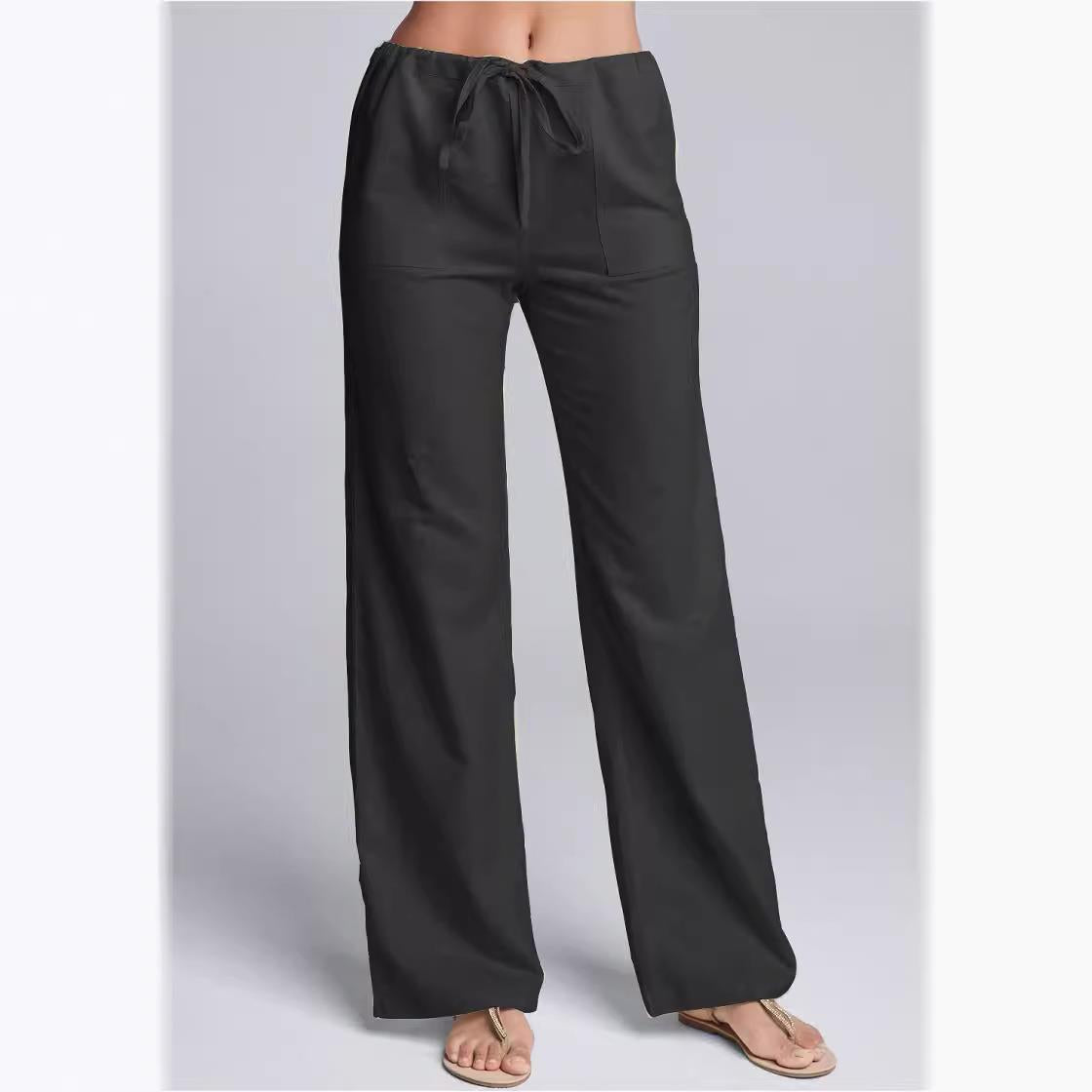 Pantalon Ample Femme, cordon de serrage – Blanc