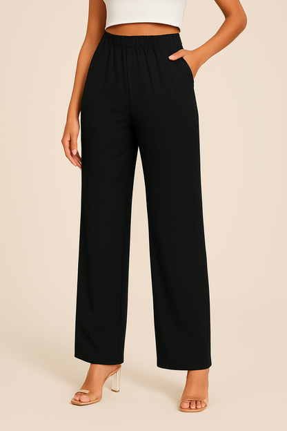 Pantalon Décontracté Élastique Femme, coupe droite