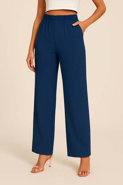 Pantalon Décontracté Élastique Femme, coupe droite