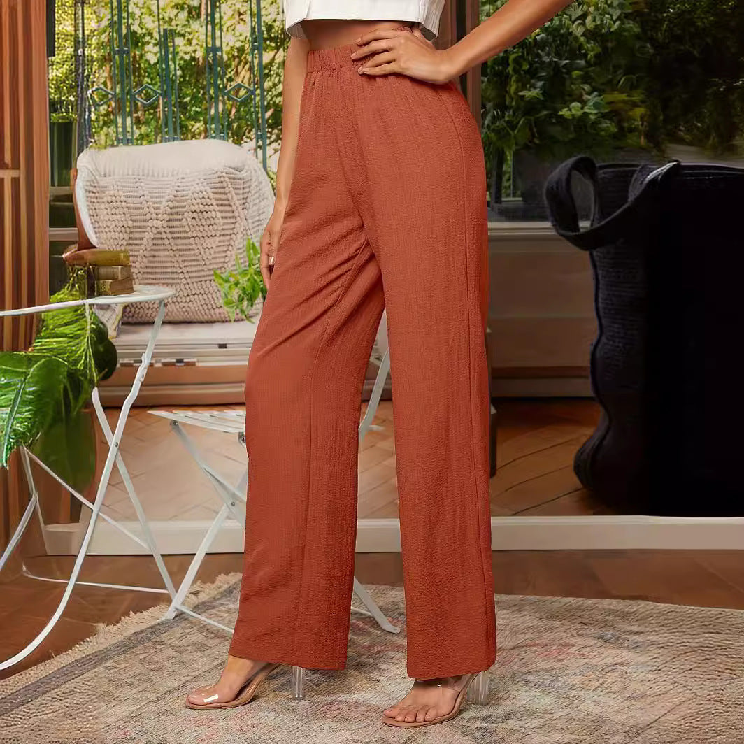 Pantalon Décontracté Élastique Femme, coupe droite