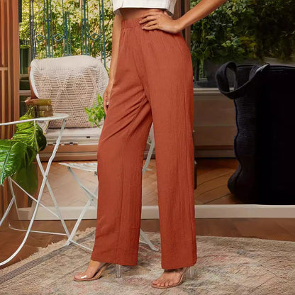 Pantalon Décontracté Élastique Femme, coupe droite